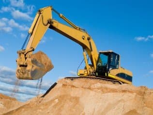 Excavator loader machine on a job site